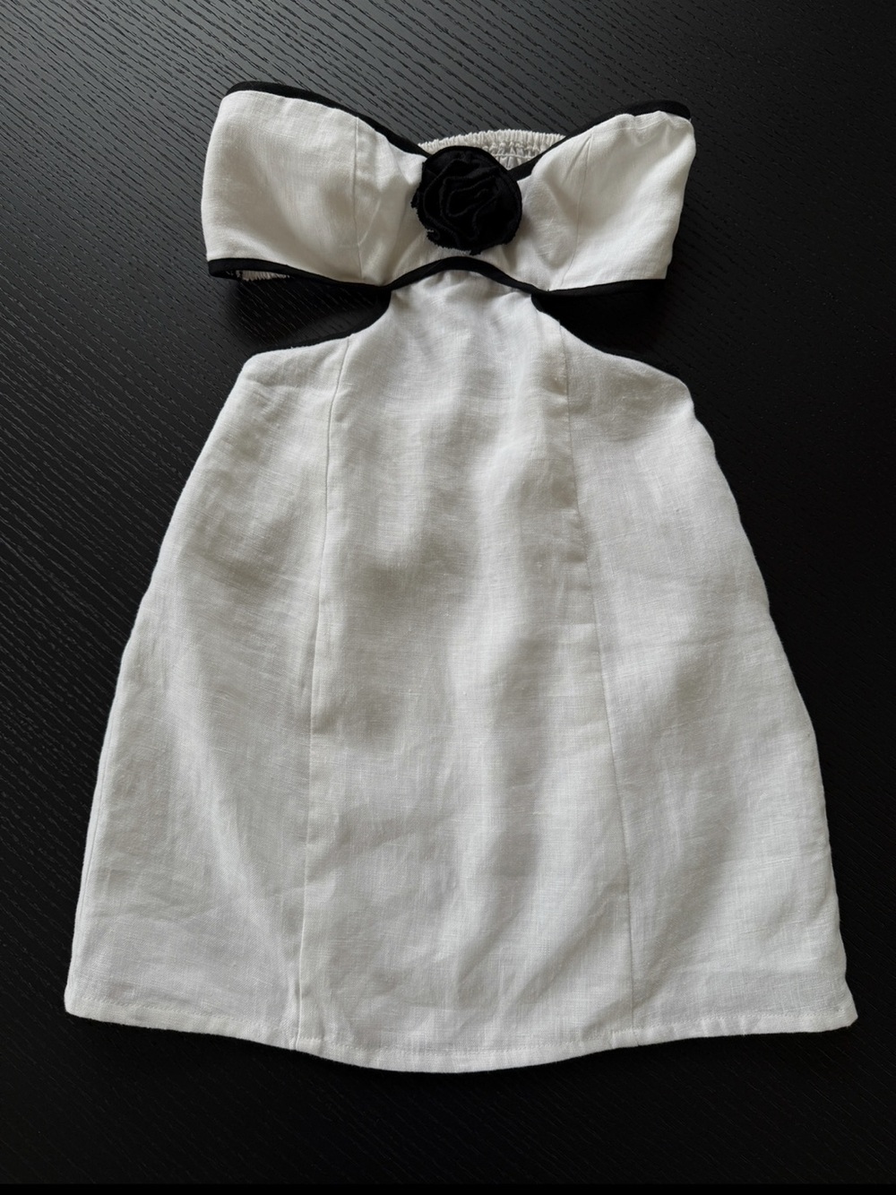 Summer mini dress. White cute linen dress